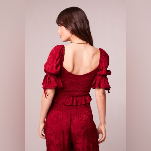 Band of the Free LEA RHUBARB SMOCKED CROP TOP NWT XS - Picture 2 of 7